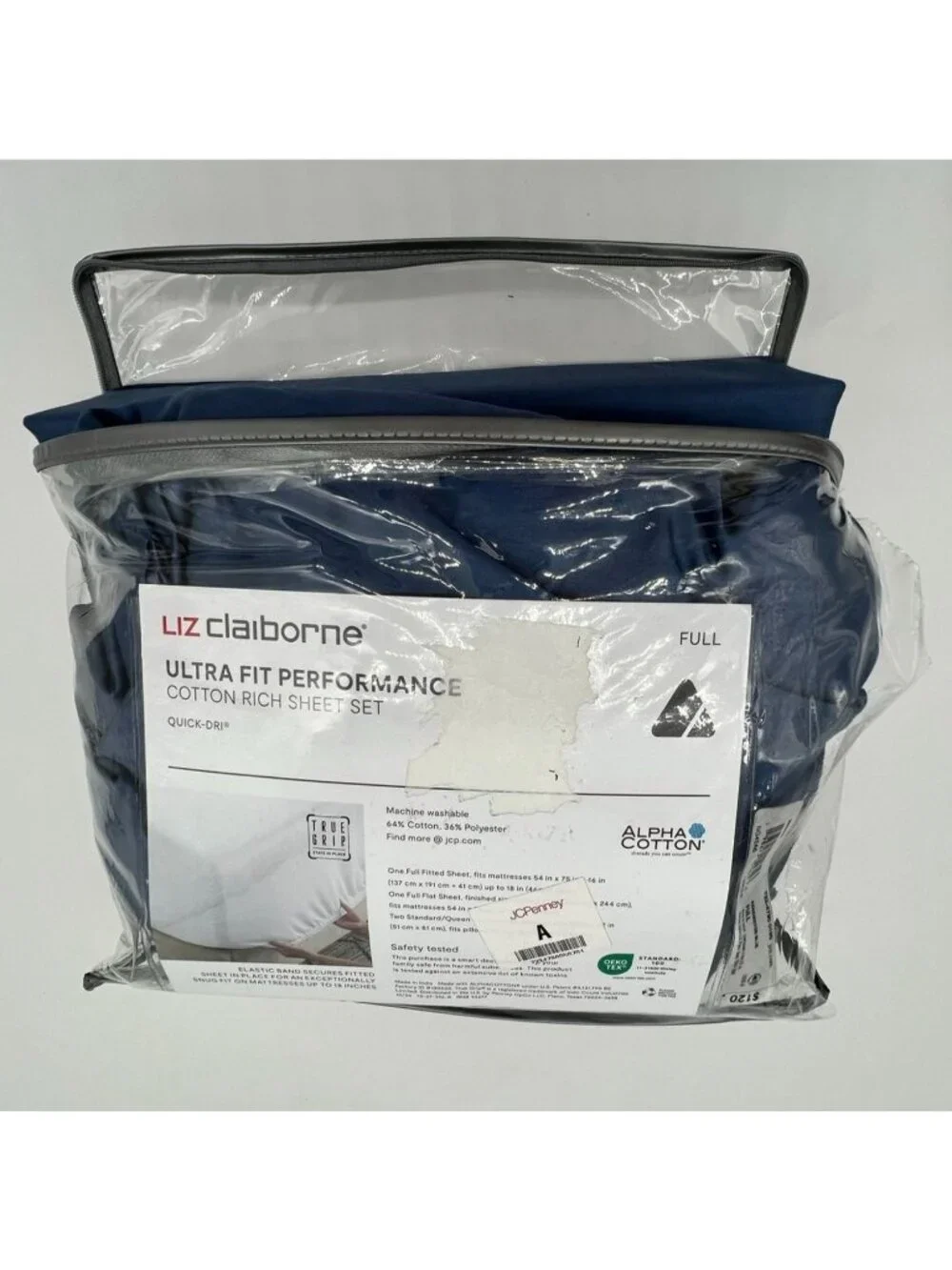 Liz Claiborne Kensington Blue Cotton Rich Sheet Set Full Size Bedding